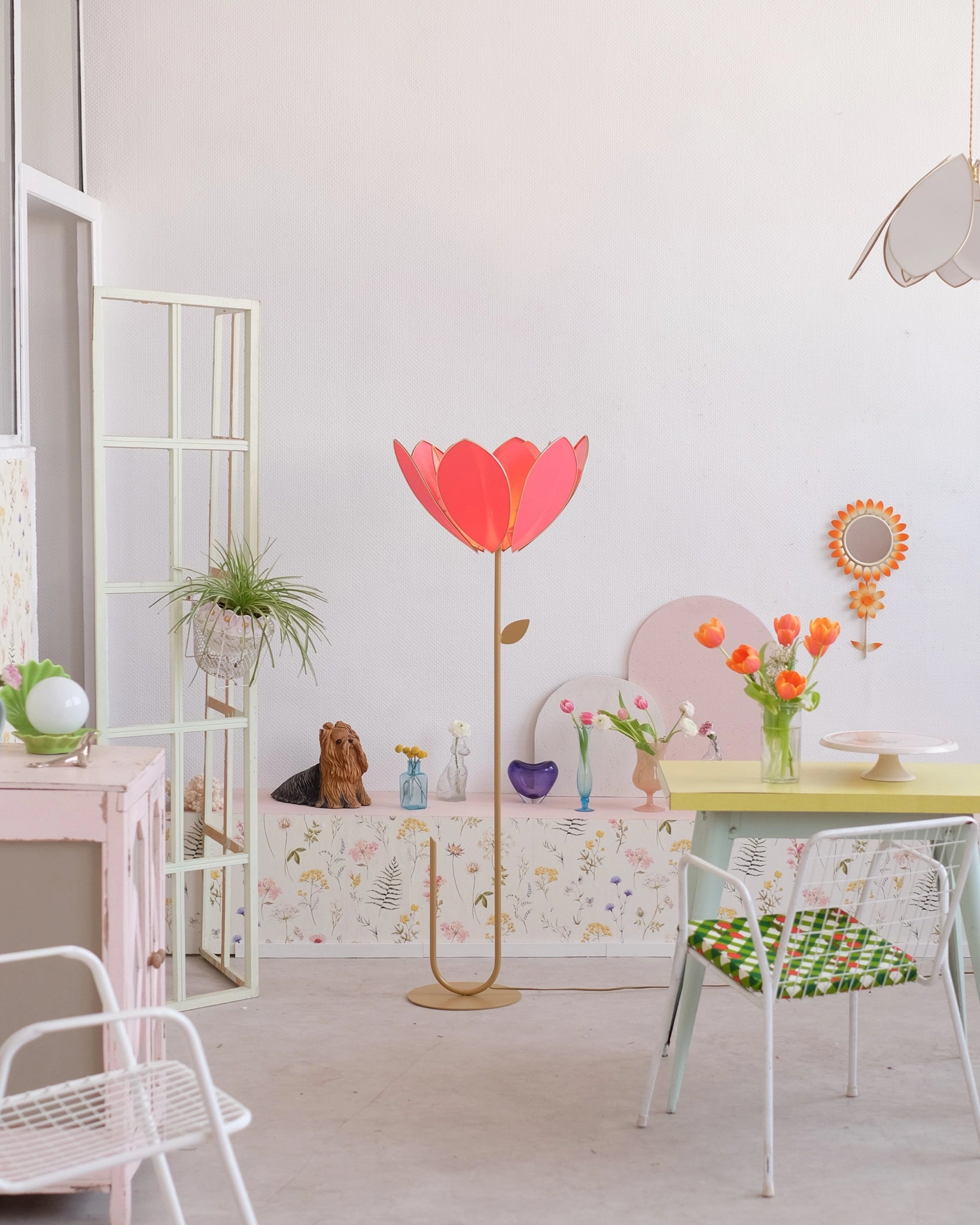 Abat-jour Fleur pour lampadaire - Double Flamingo