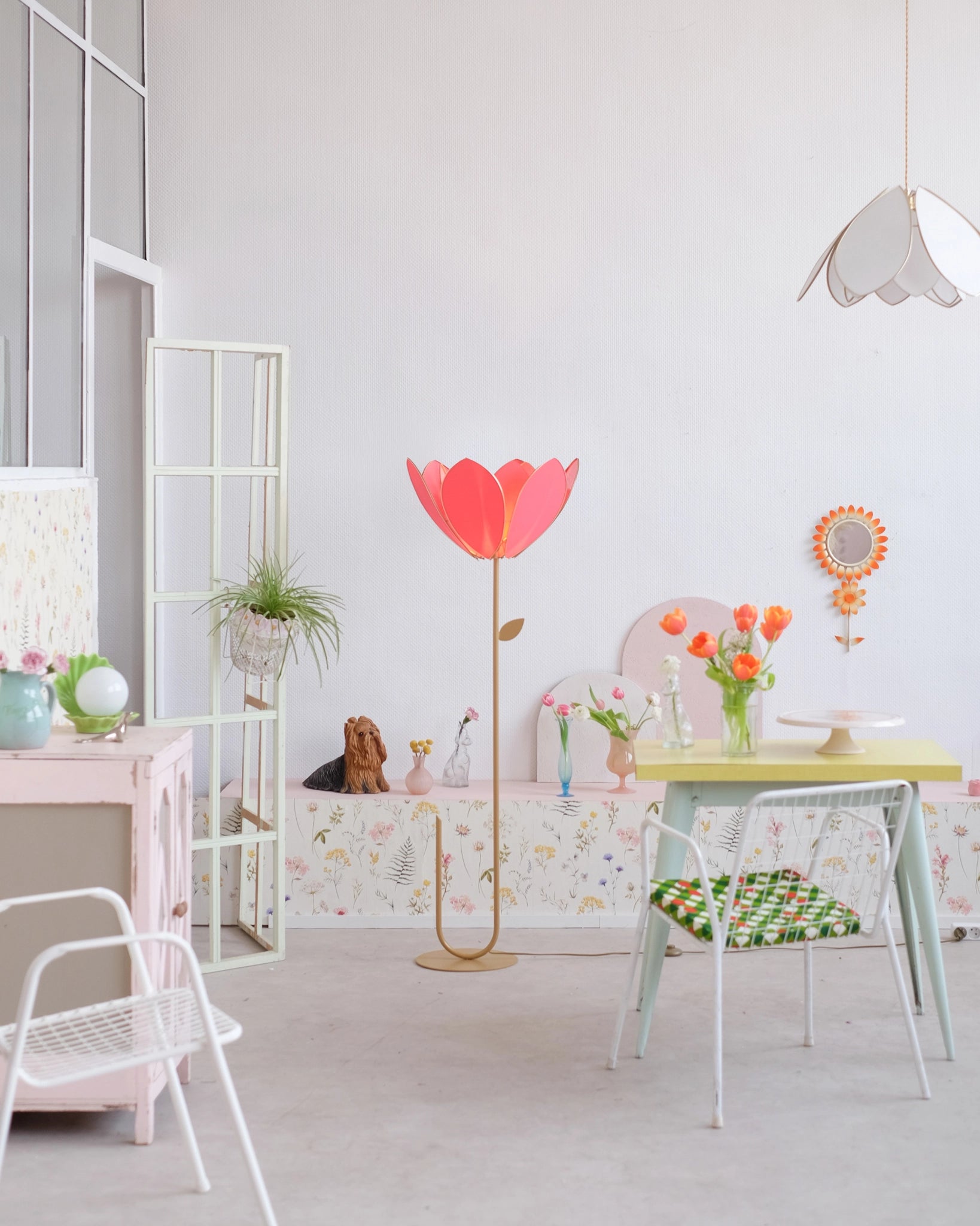 Abat-jour Fleur pour lampadaire - Double Flamingo