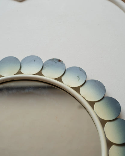 Ancien miroir fleur en métal bleu