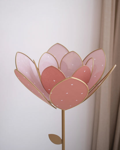 Pied de lampadaire et abat-jour fleur double - Petits coeurs