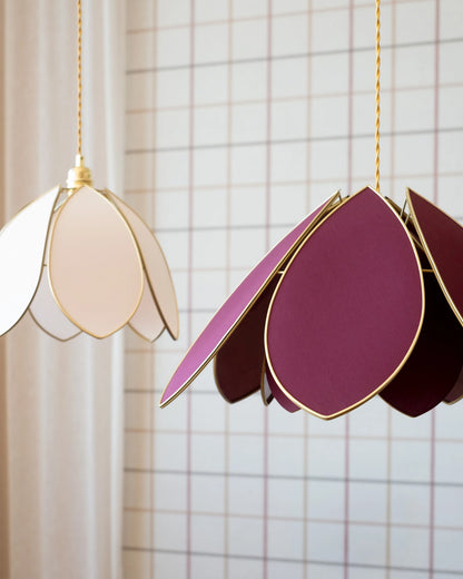 Suspension Fleur double - Aubergine et doré