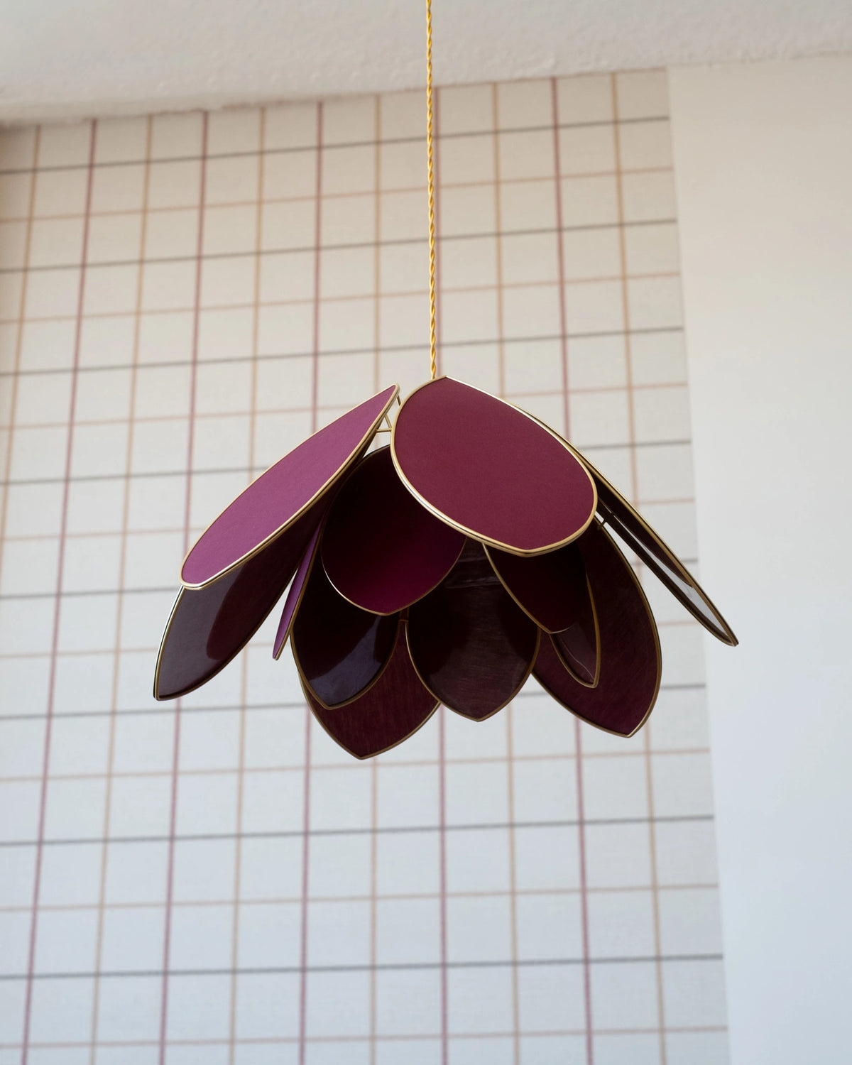 Suspension Fleur double - Aubergine et doré