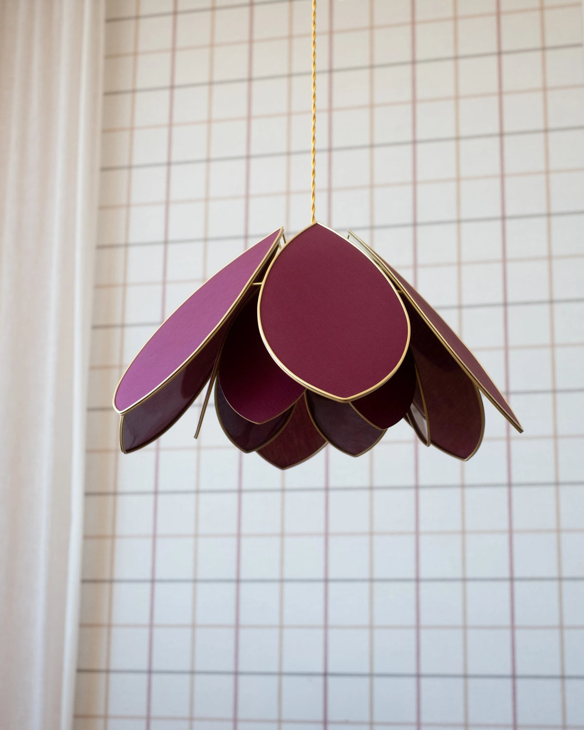 Suspension Fleur double - Aubergine et doré