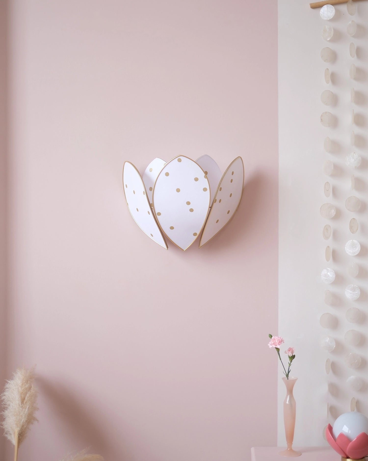 Applique Fleur Double - Pois dorés