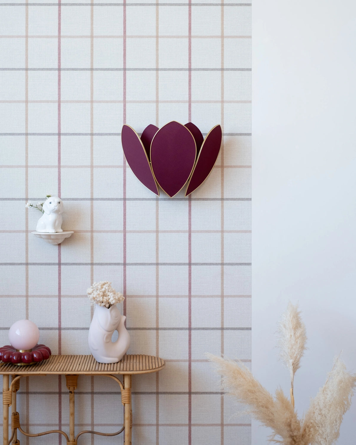 Applique Fleur Double - Aubergine et doré