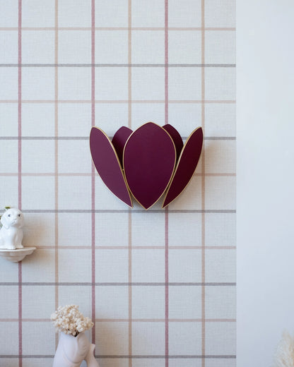 Applique Fleur Double - Aubergine et doré