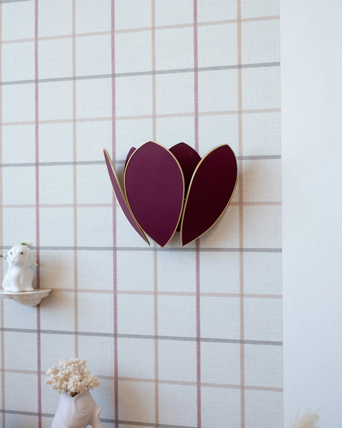 Applique Fleur Double - Aubergine et doré
