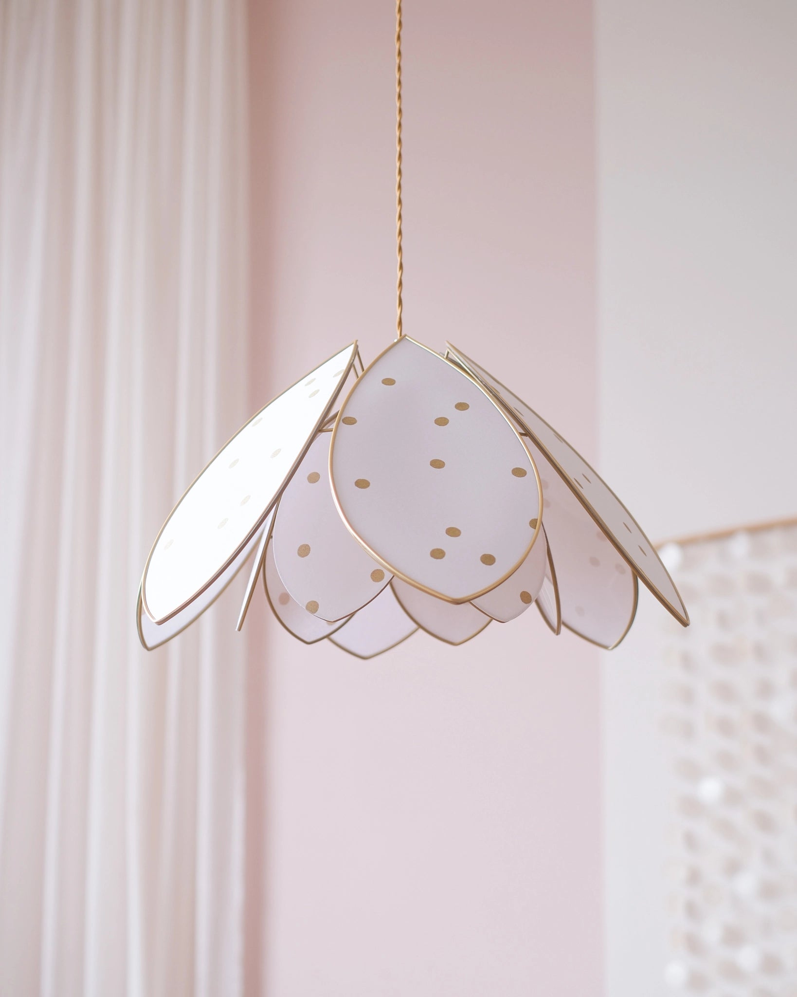 Suspension Fleur double - Pois dorés