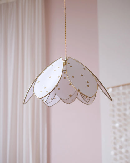 Suspension Fleur double - Pois dorés
