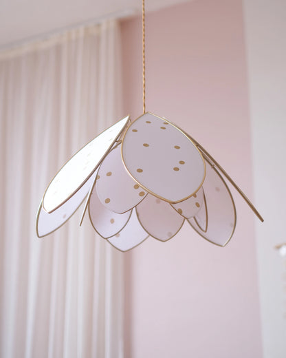 Suspension Fleur double - Pois dorés