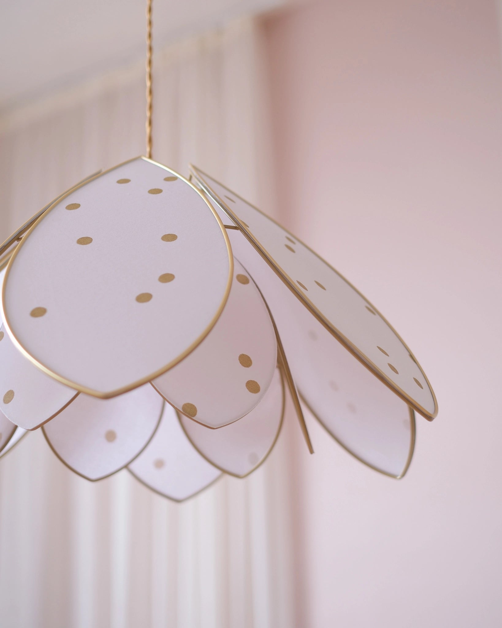 Suspension Fleur double - Pois dorés