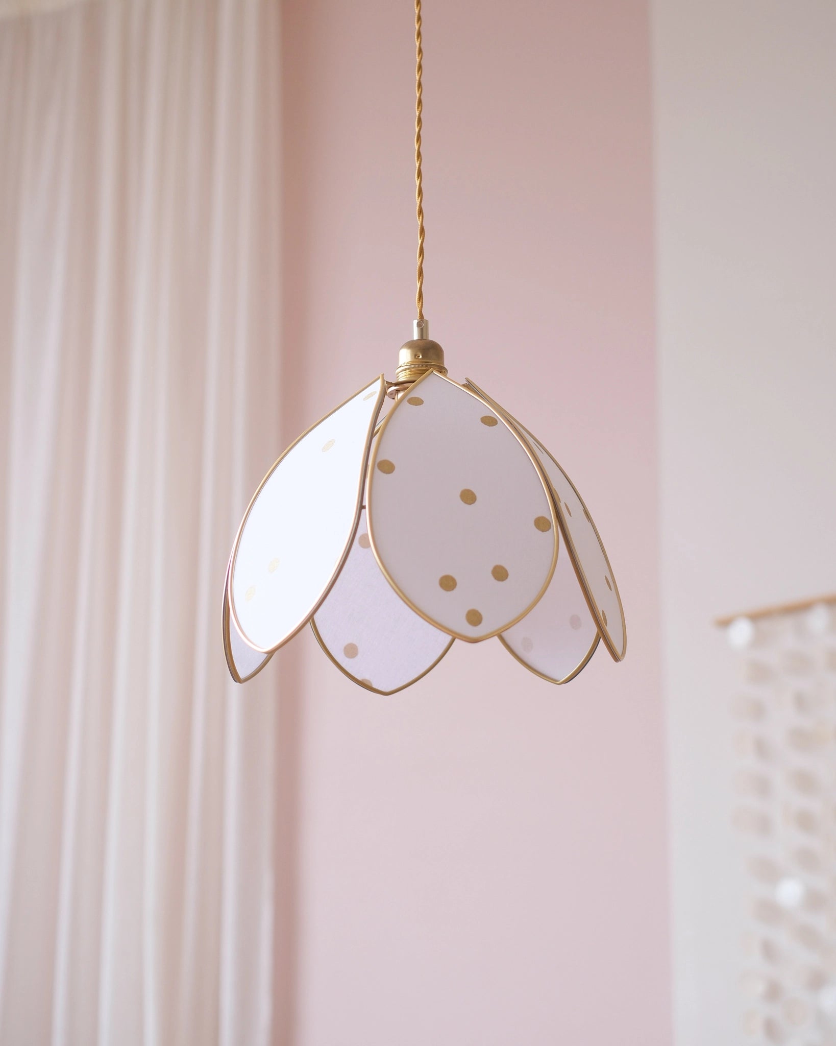 Suspension Fleur simple - Pois dorés