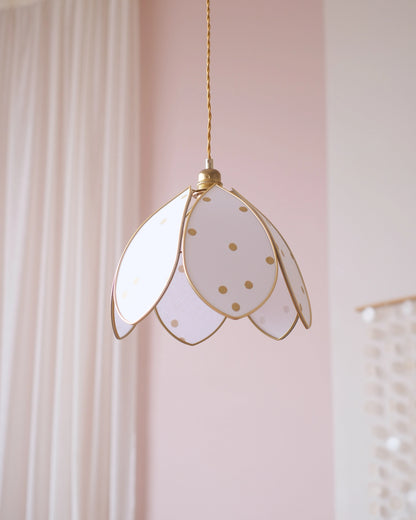 Suspension Fleur simple - Pois dorés