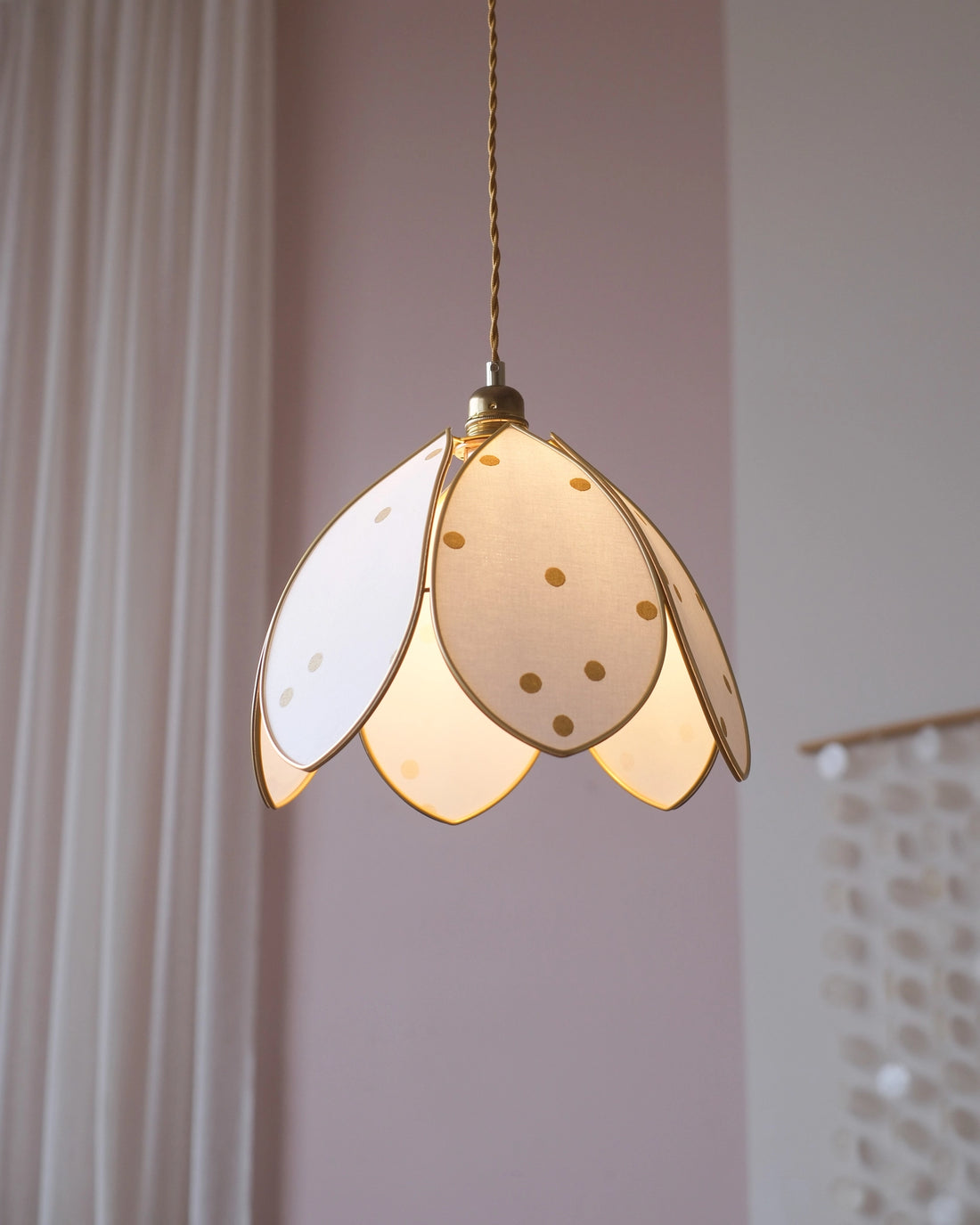 Suspension Fleur simple - Pois dorés
