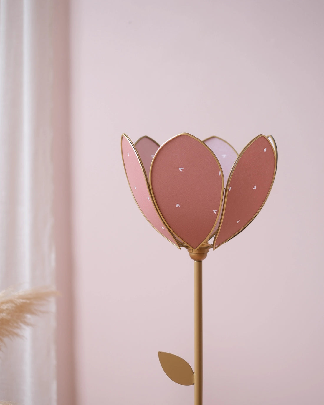 Pied de lampadaire et abat-jour fleur simple - Petits coeurs