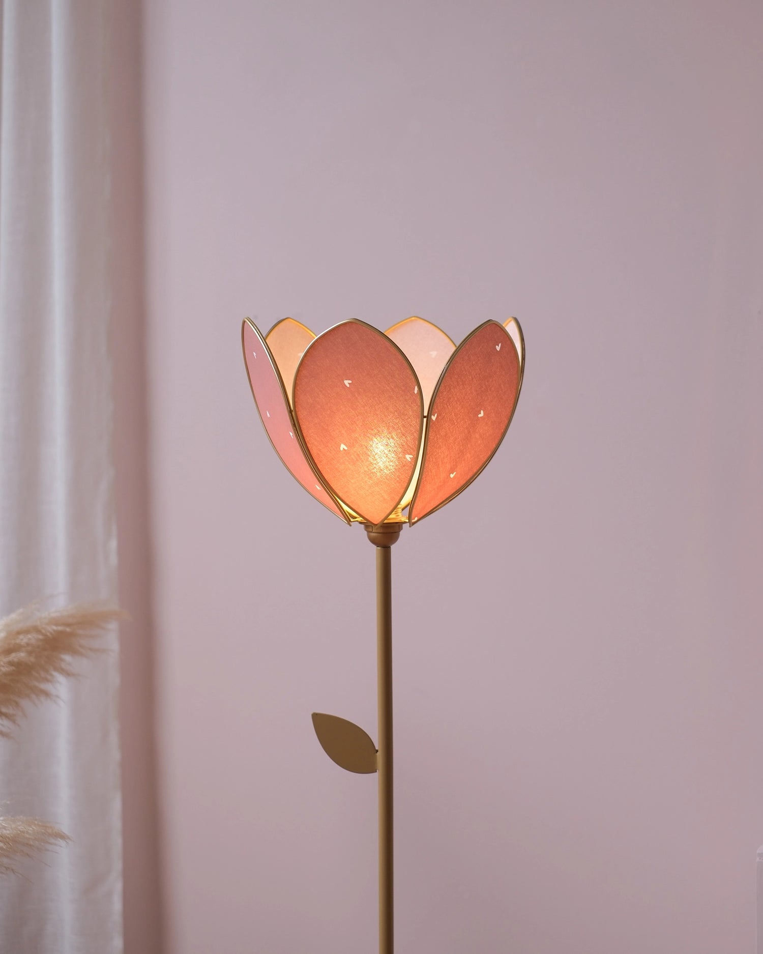 Pied de lampadaire et abat-jour fleur simple - Petits coeurs