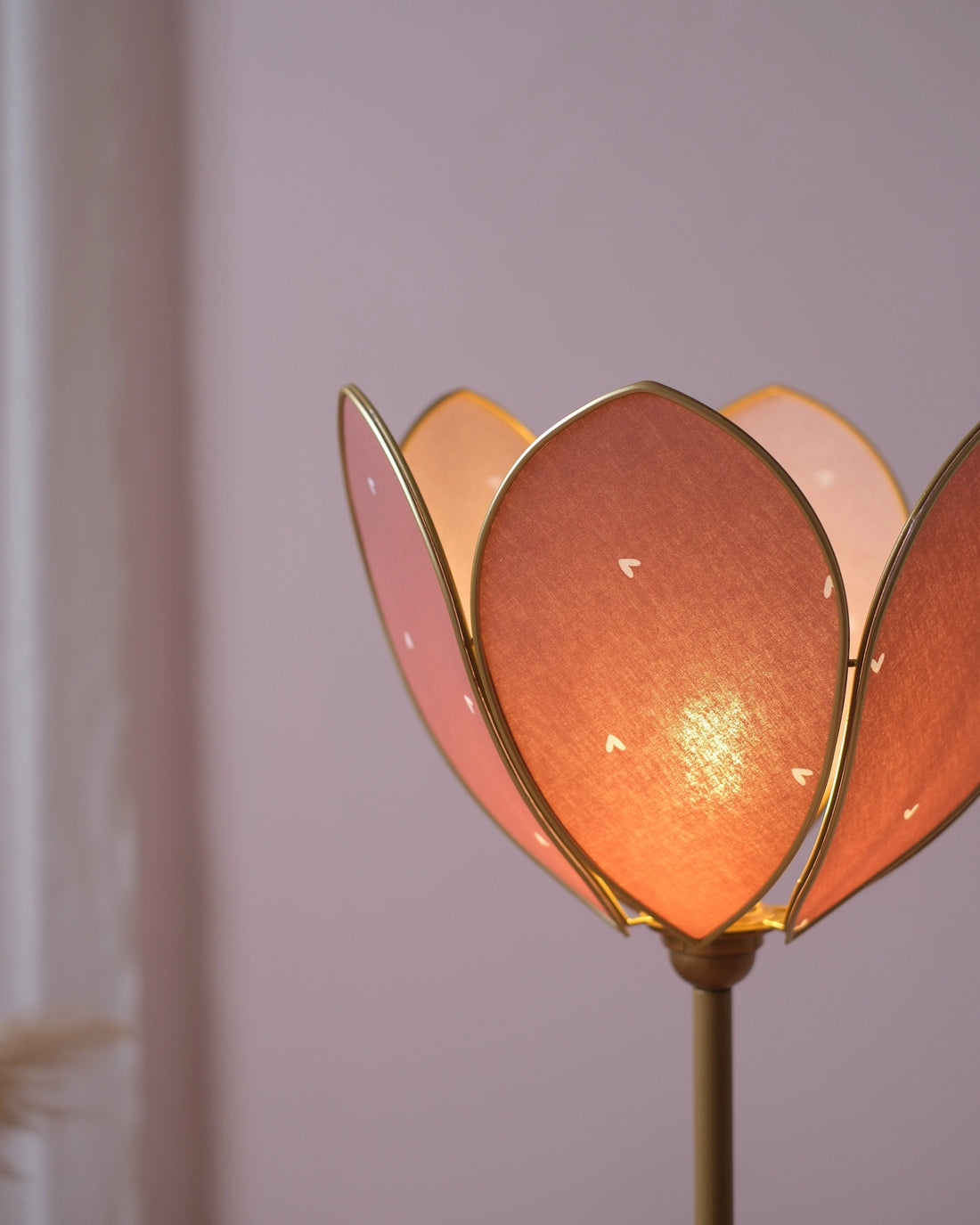 Pied de lampadaire et abat-jour fleur simple - Petits coeurs