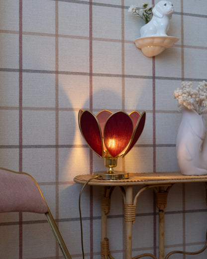 Lampe Fleur à poser - Aubergine et doré