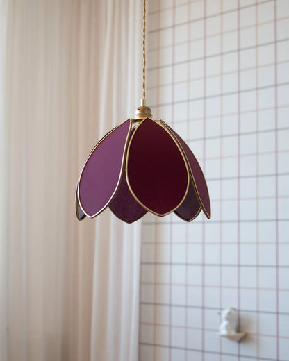 Suspension Fleur simple - Aubergine et doré