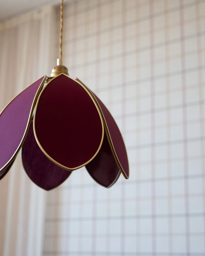 Suspension Fleur simple - Aubergine et doré