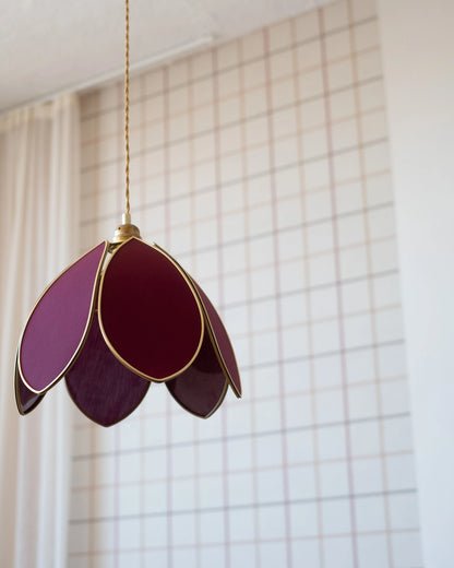 Suspension Fleur simple - Aubergine et doré