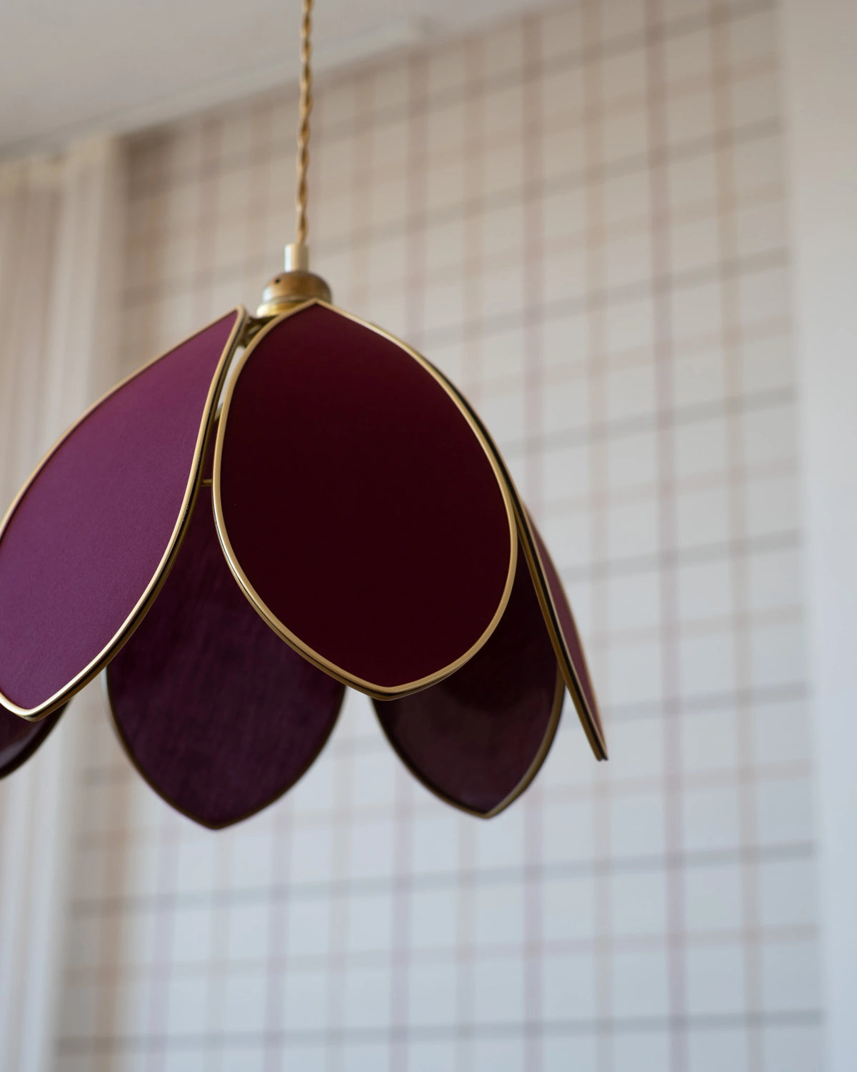 Suspension Fleur simple - Aubergine et doré