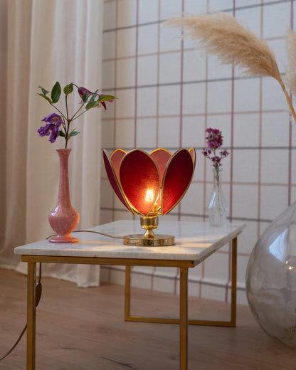Lampe Fleur à poser - Aubergine et doré