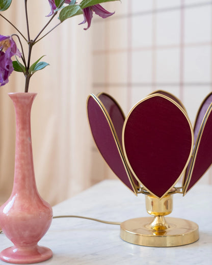 Lampe Fleur à poser - Aubergine et doré