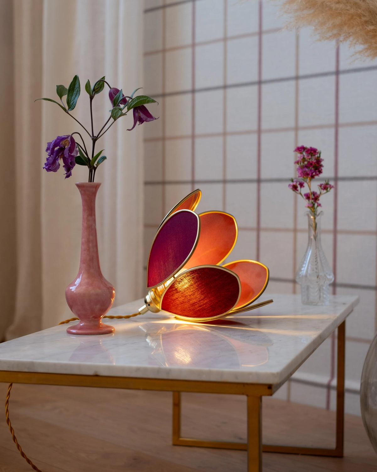 Baladeuse Fleur - Aubergine et doré