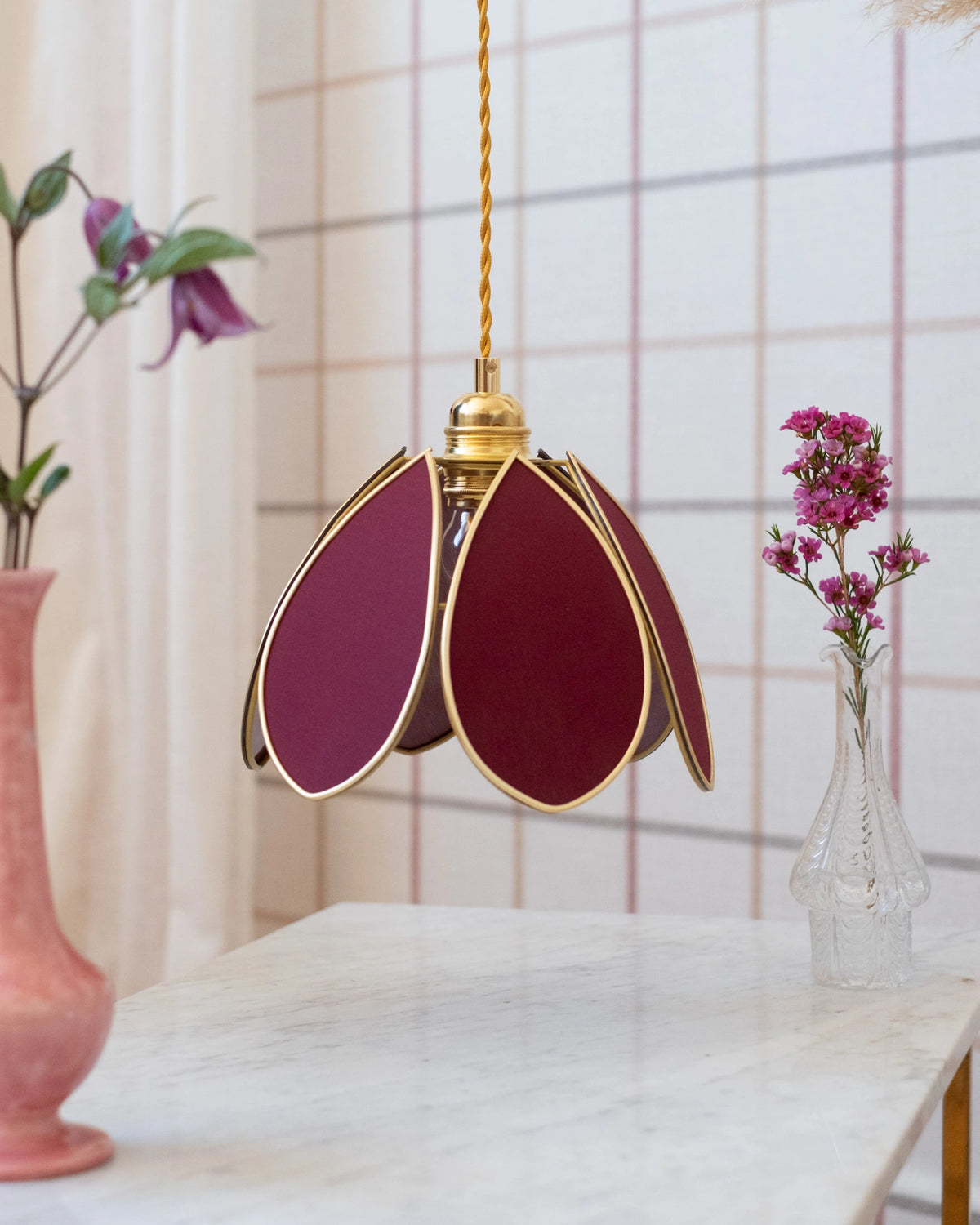 Baladeuse Fleur - Aubergine et doré