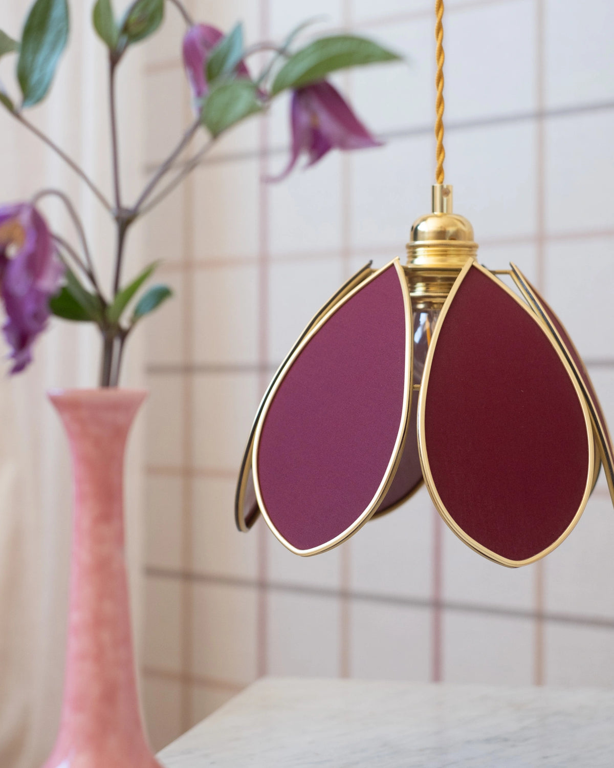 Baladeuse Fleur - Aubergine et doré