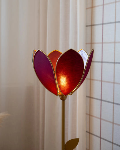 Pied de lampadaire et abat-jour fleur simple - Aubergine