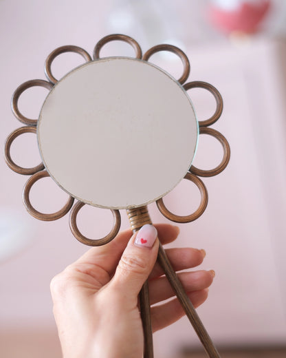 Miroir fleur en rotin