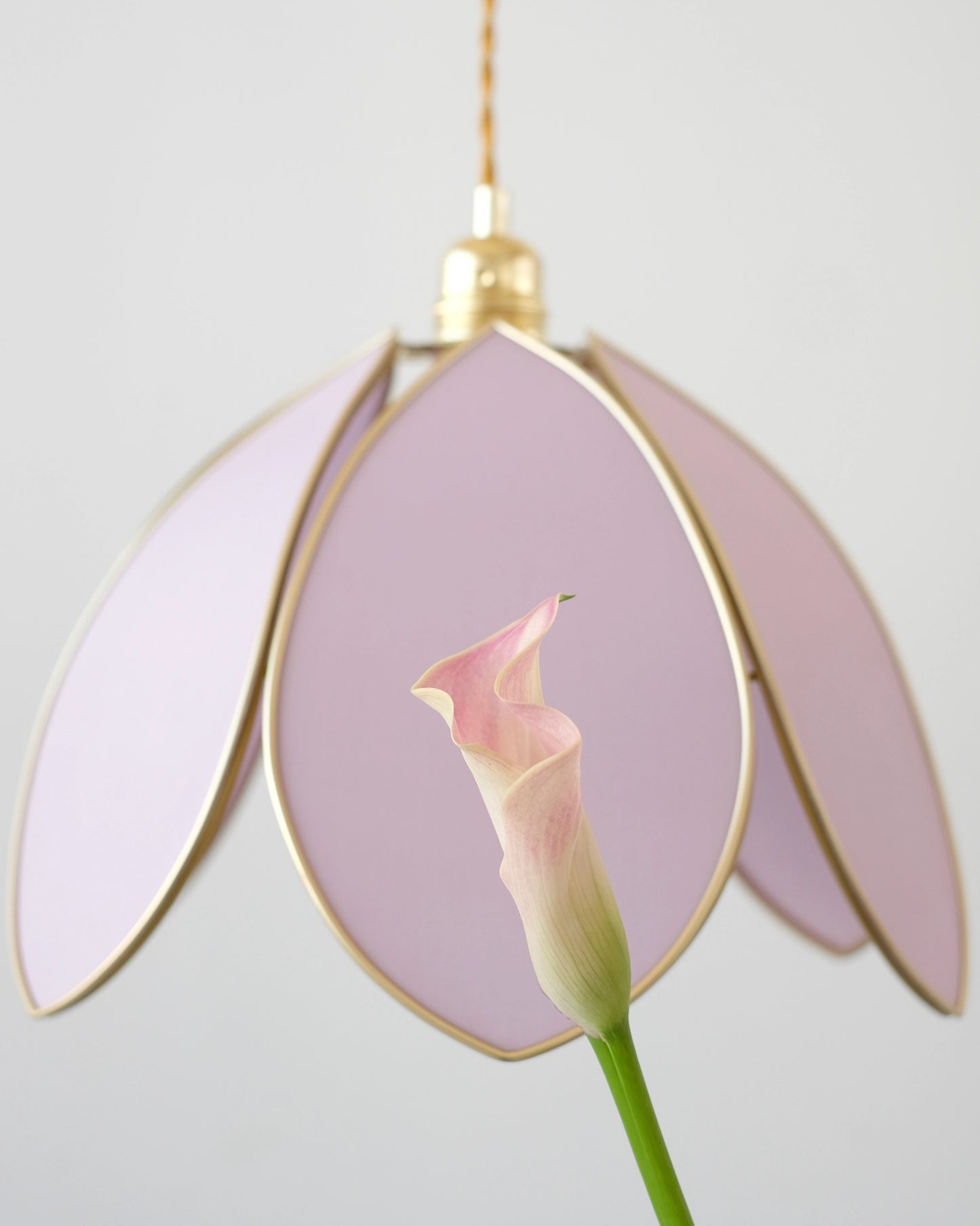 Suspension Fleur simple - Lilas et doré