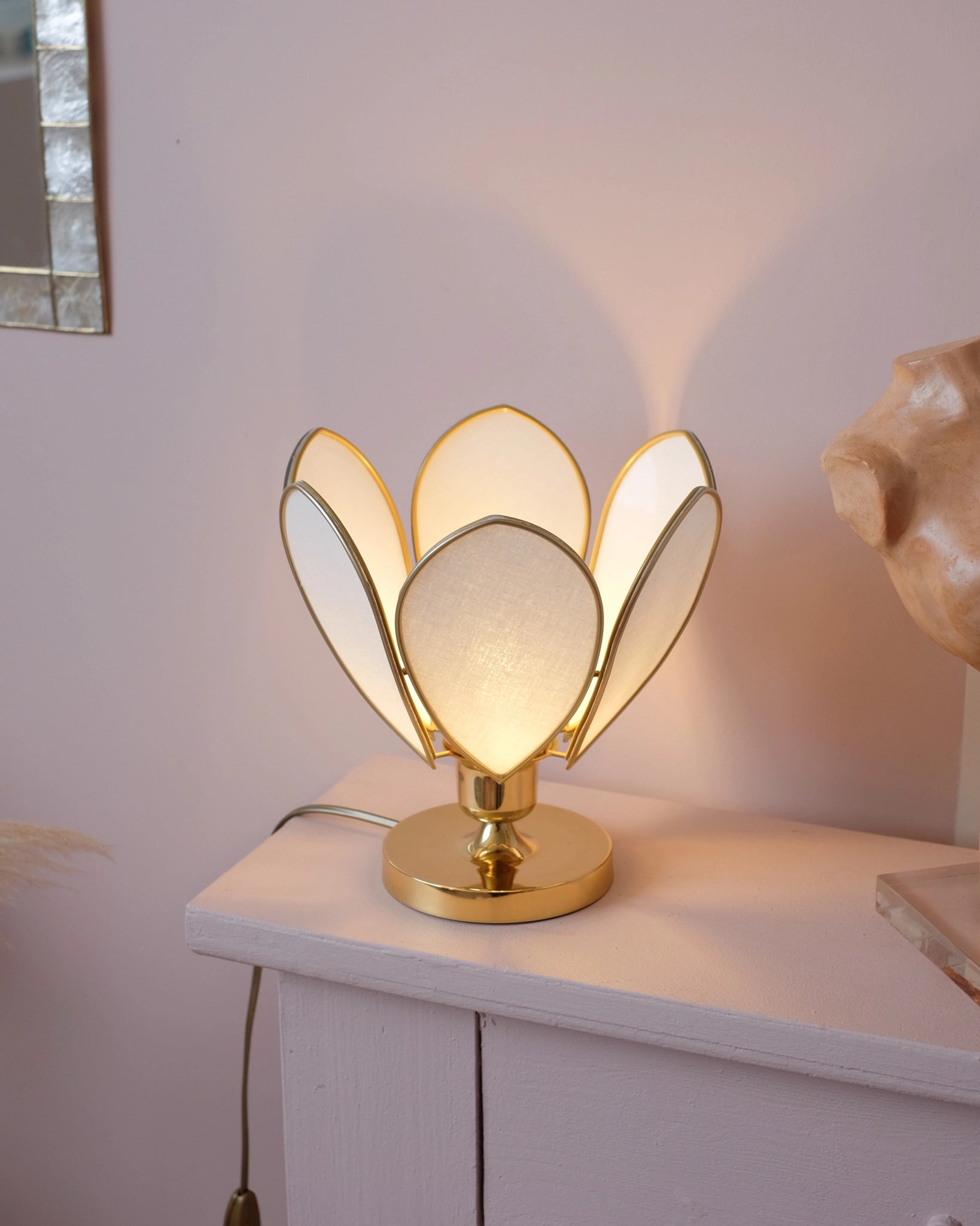 Lampe Fleur à poser - Écru et doré