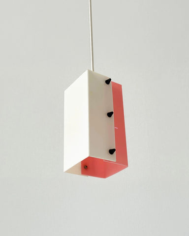 Suspension vintage en plexiglas rose et blanc
