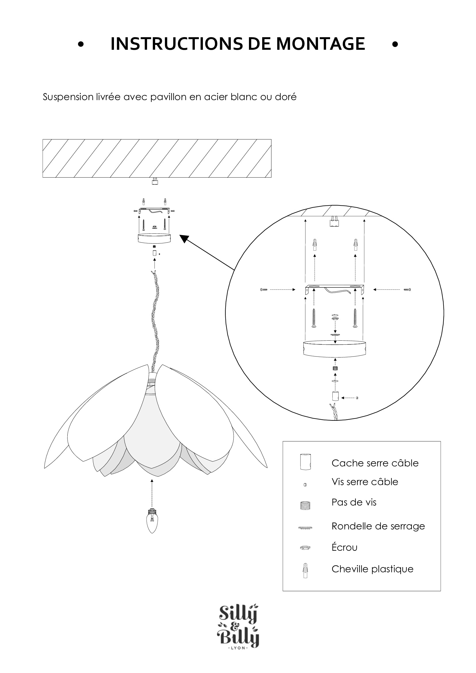 Suspension Fleur double - Baby blue