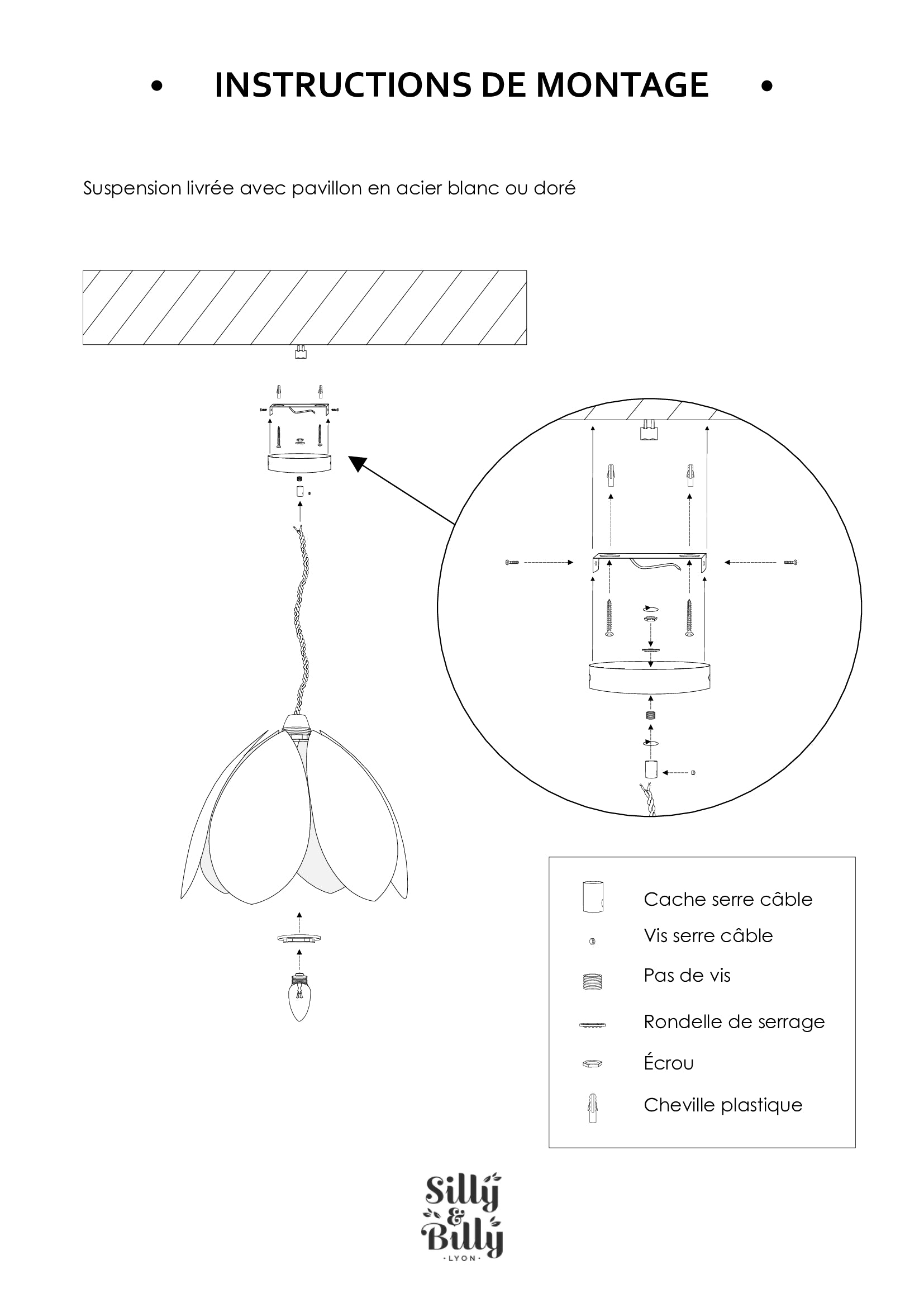 Suspension Fleur simple - Banane et doré