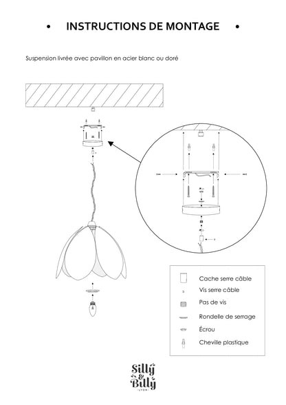 Suspension Fleur simple - Banane et doré