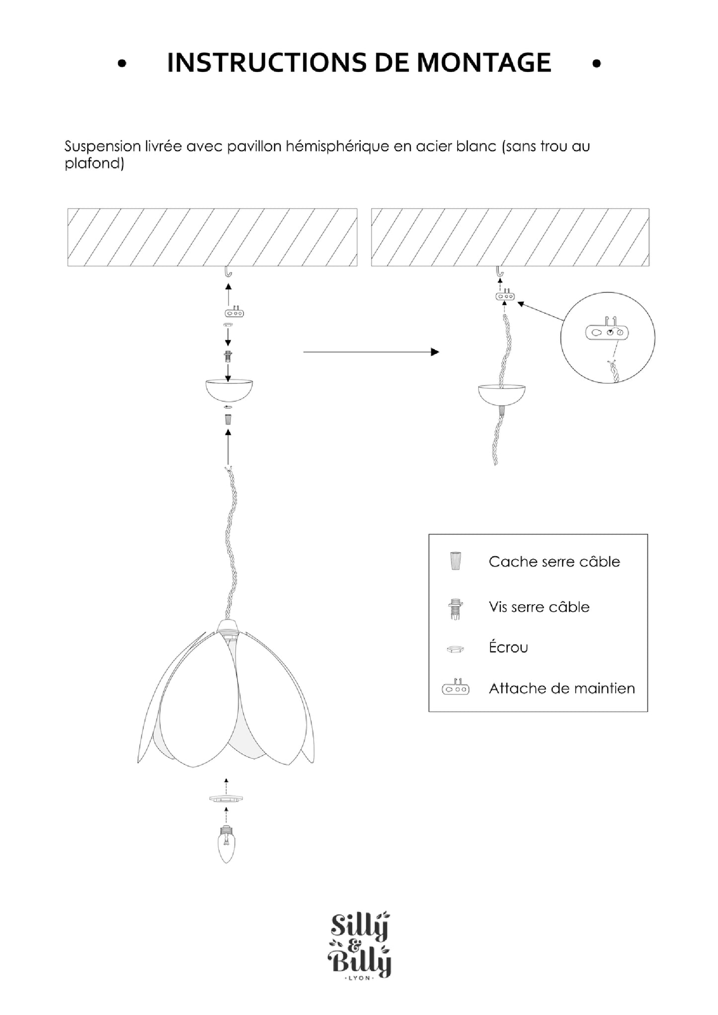 Suspension Fleur simple - Terracotta et doré