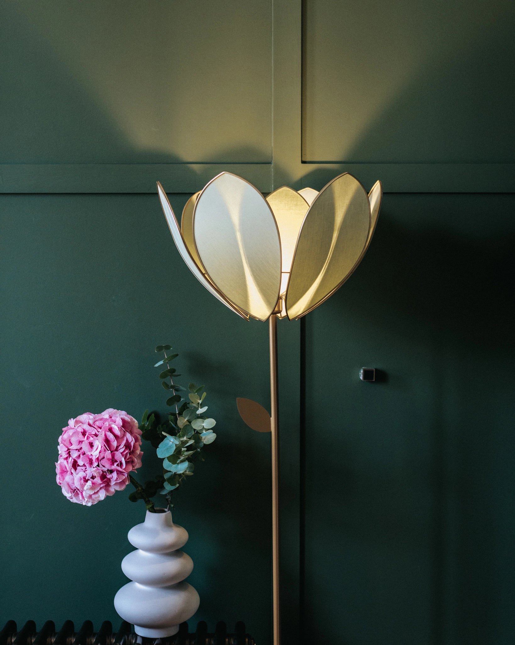 Pied de lampadaire et abat-jour fleur double - Eucalyptus