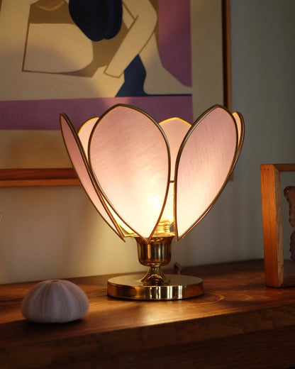 Lampe Fleur à poser - Lilas et doré