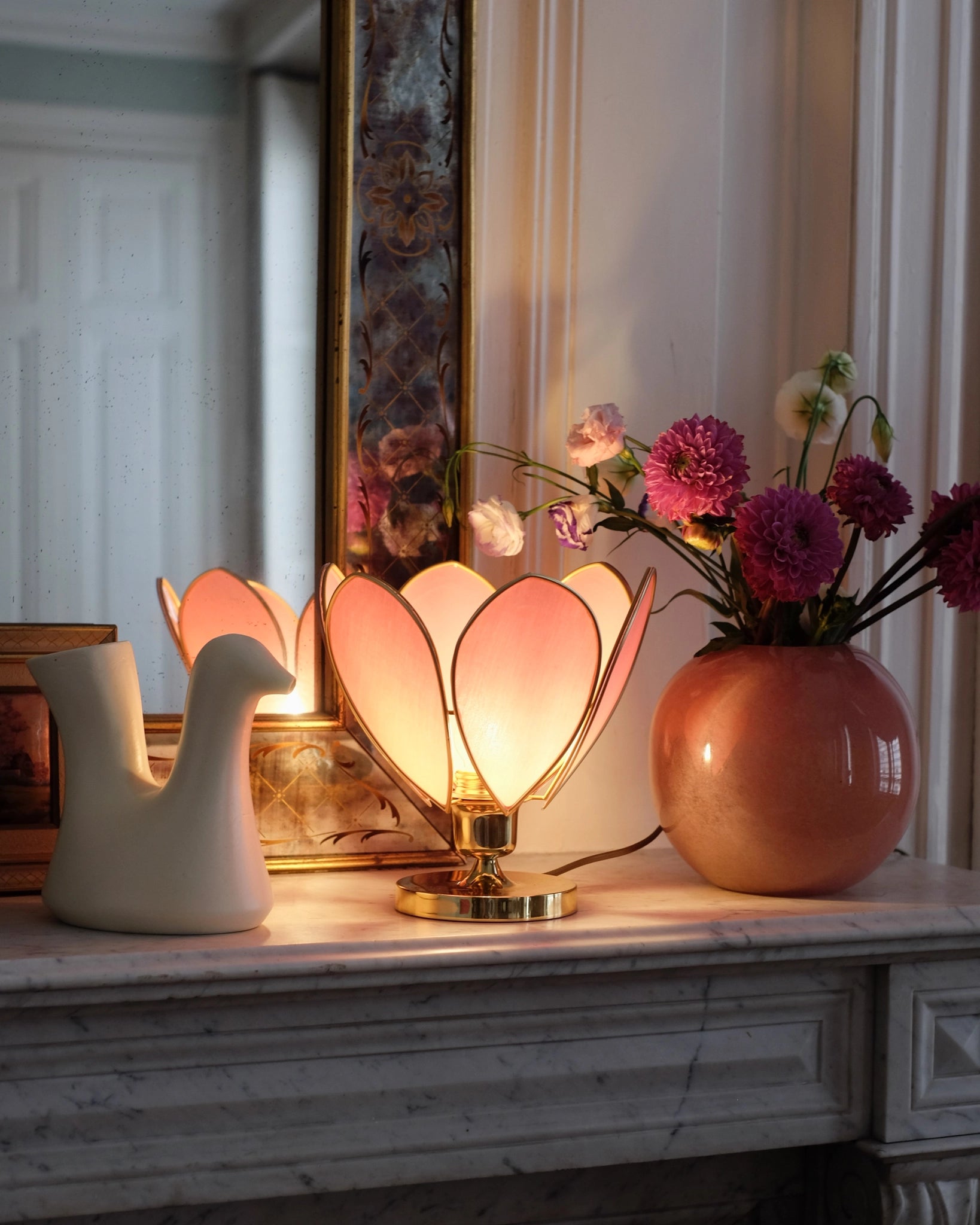 Lampe Fleur à poser - Malabar et doré