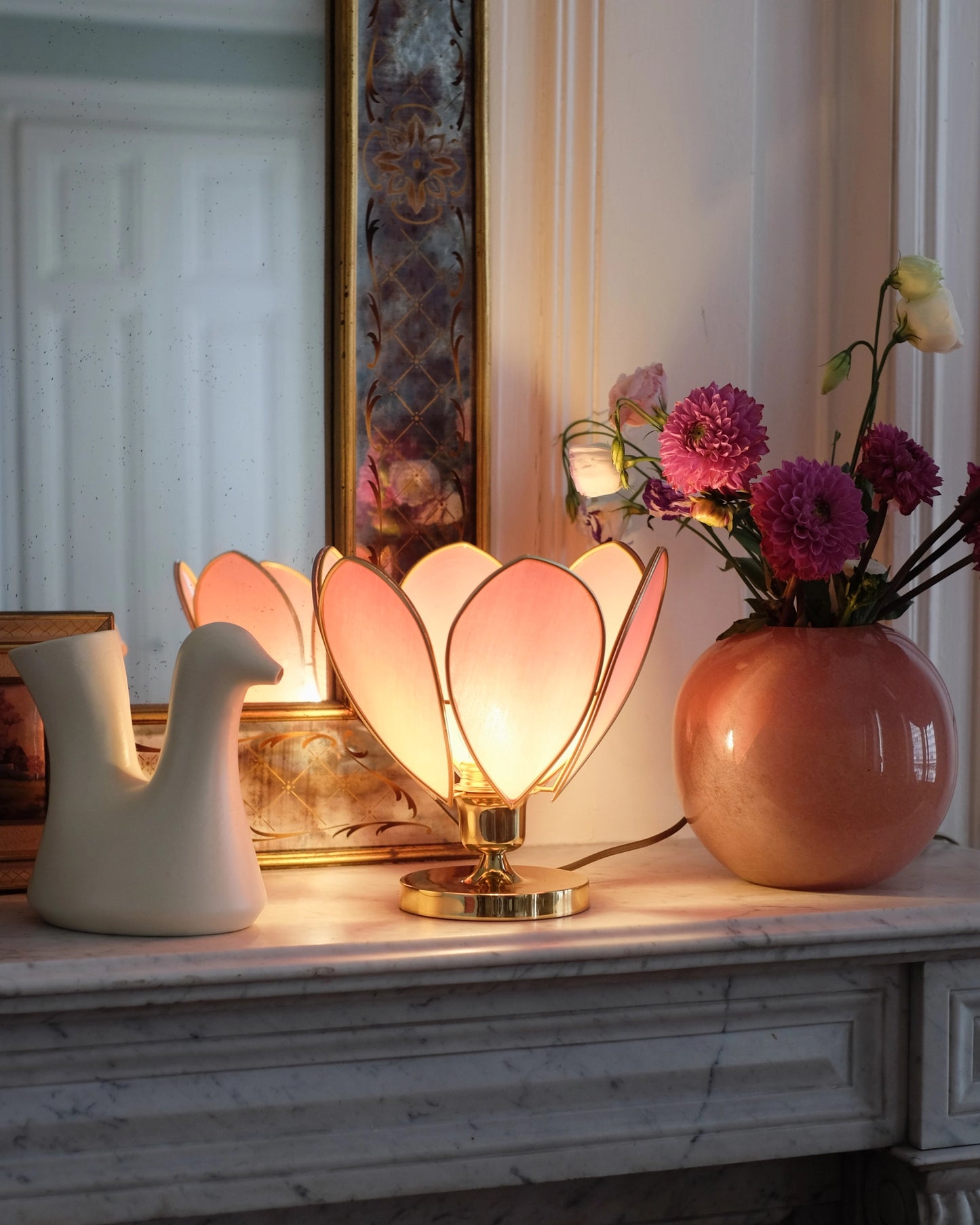 Lampe Fleur à poser - Malabar et doré