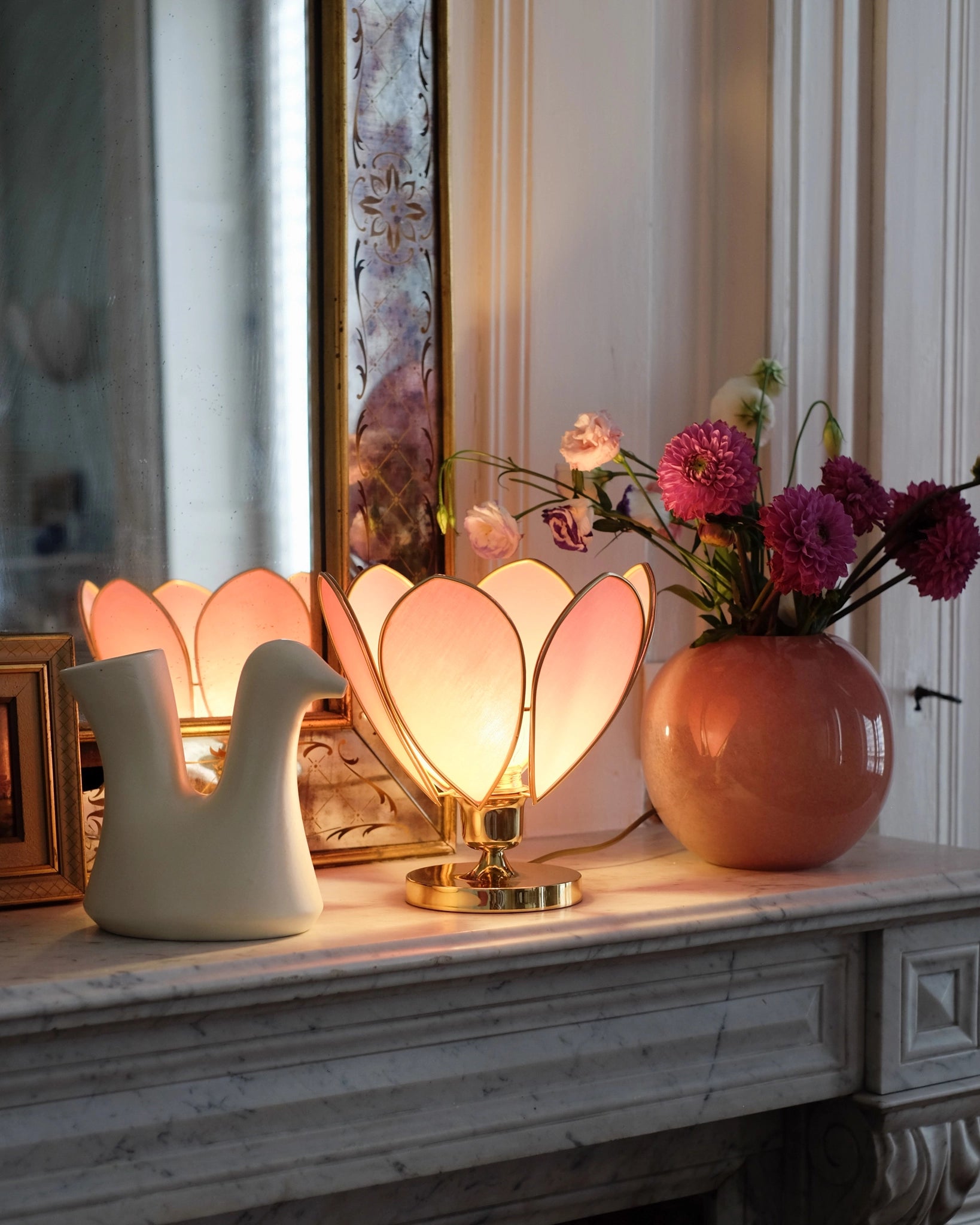 Lampe Fleur à poser - Malabar et doré