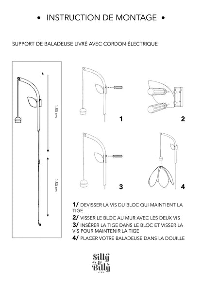 Support mural et baladeuse Fleur - Tempête et doré