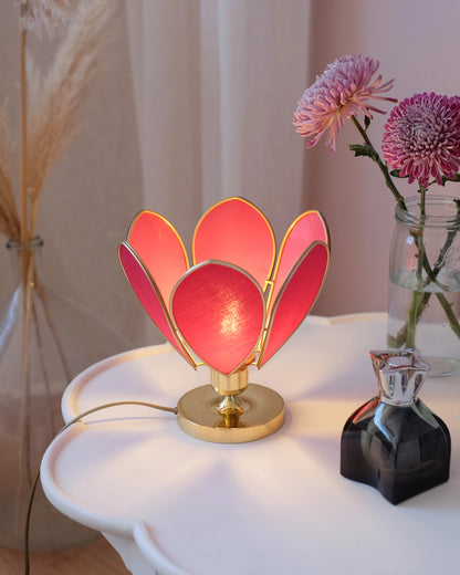 Lampe Fleur à poser - Rose des bois et doré