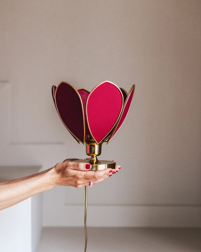 Lampe Fleur à poser - Rose des bois et doré