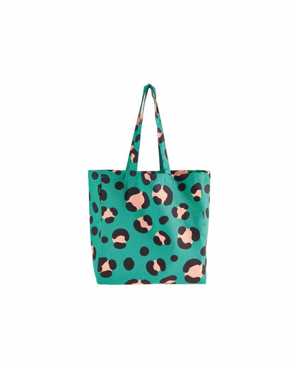 Grand tote bag Léopard - Vert