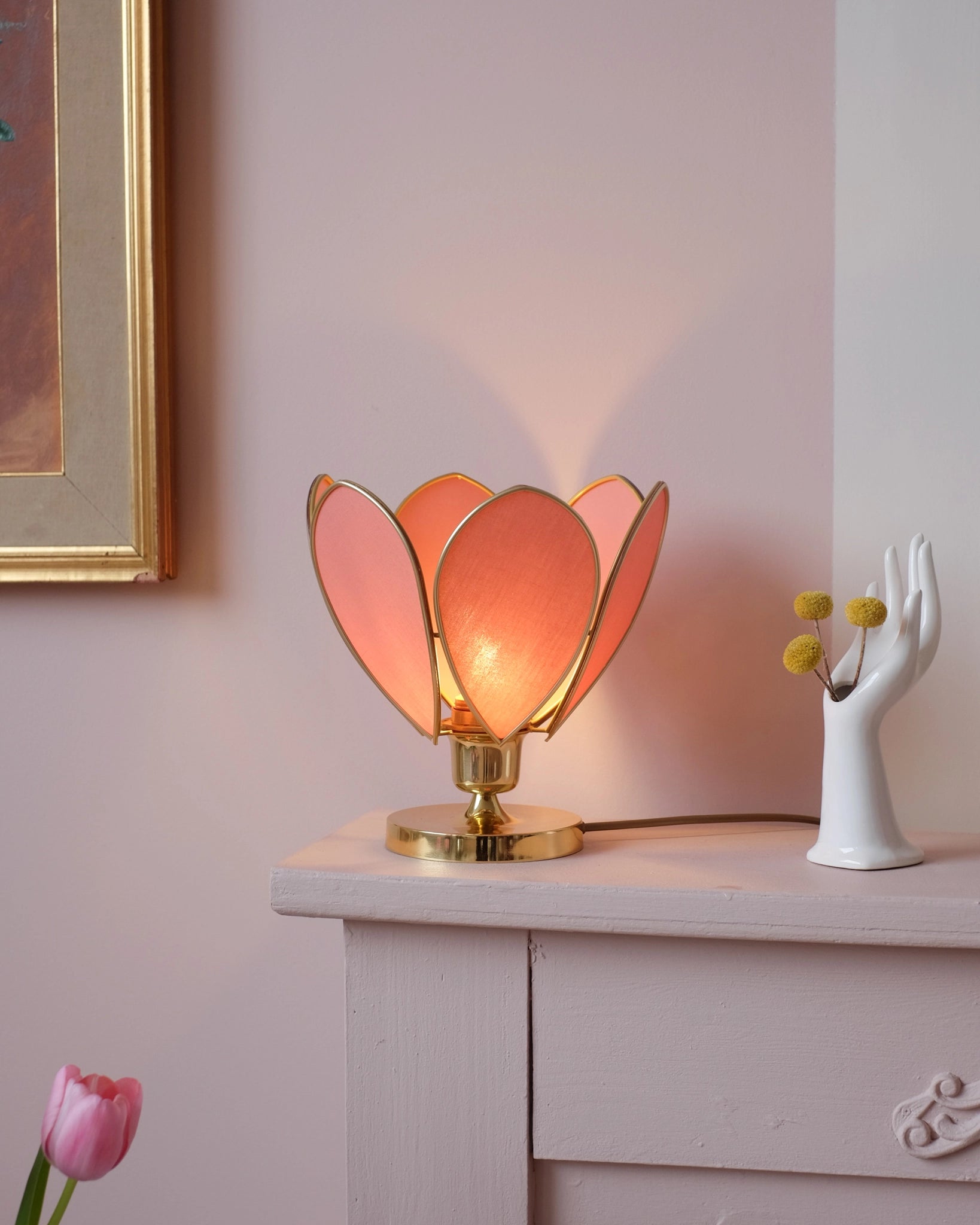 Lampe Fleur à poser - Terracotta et doré